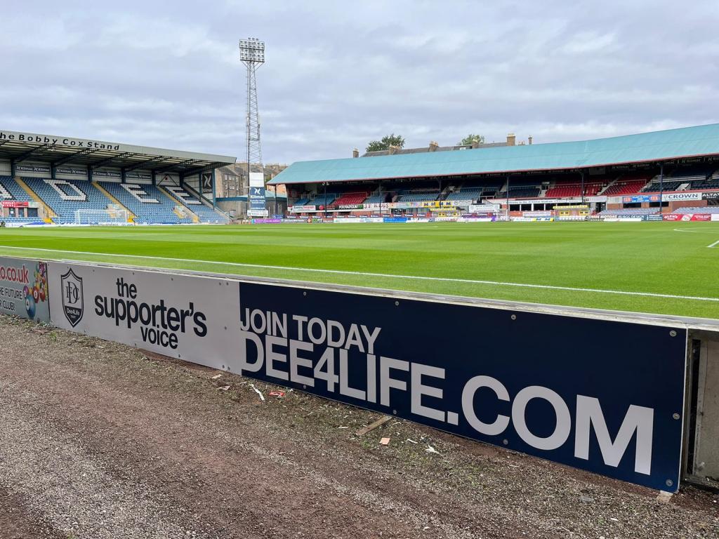 One of the Dee4Life advertising boards we have pitchside at Dens.
